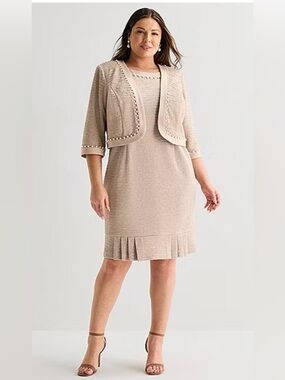 Maya Brooke Womens Plus Jacket Dress